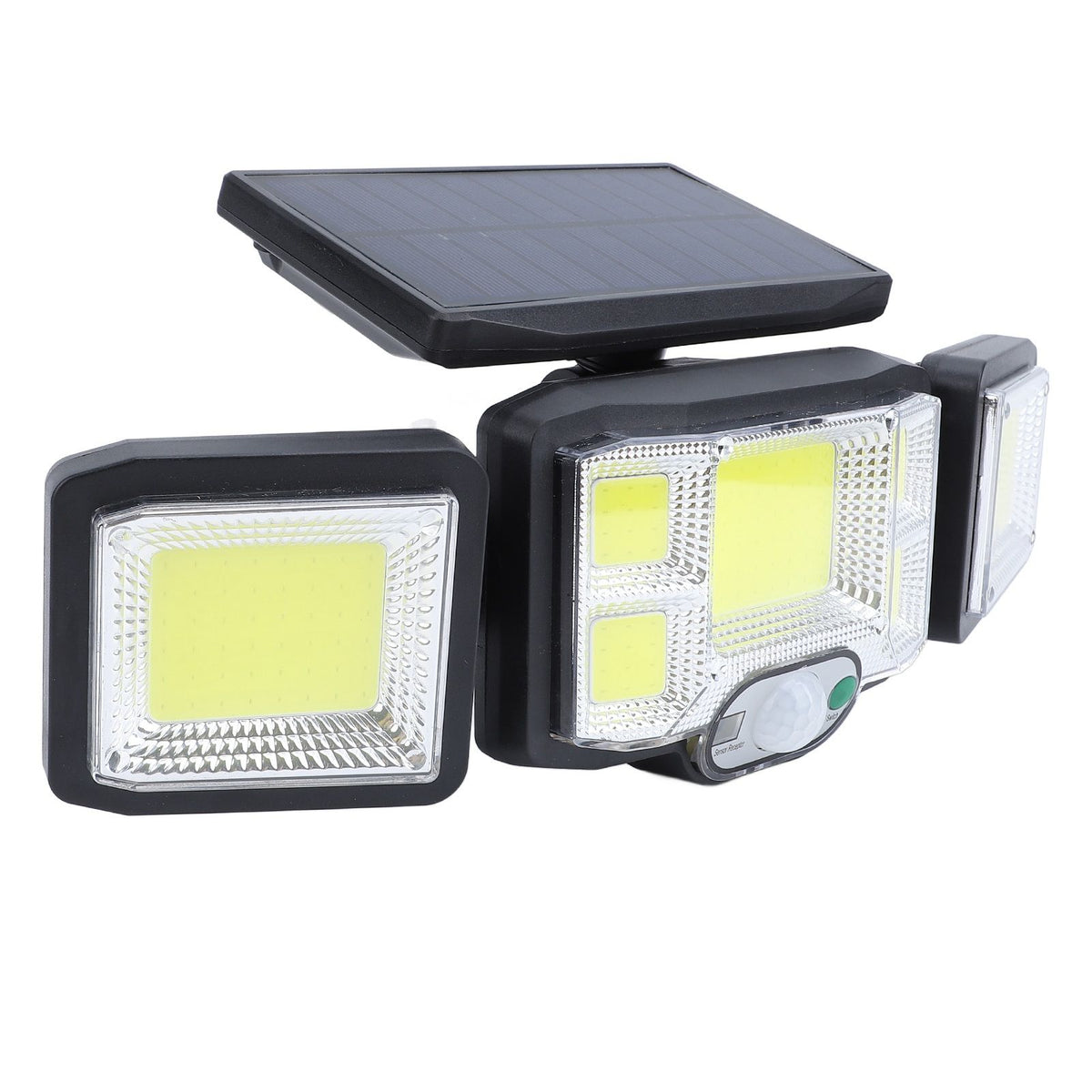 3 Heads Outdoor Solar Wall Light with Remote Control Motion Sensor 3 Lighting Modes Waterproof Wide Angle Rotation Solar Fence Light
