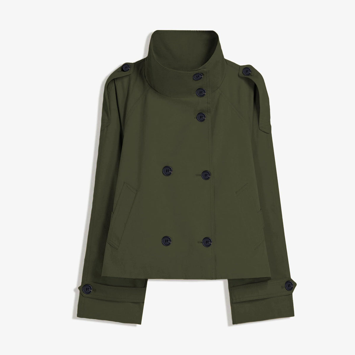 Versatile Women’s Short Trench Coat for Autumn Winter, Ideal for Work, Travel & Casual Layering, S (olive green)
