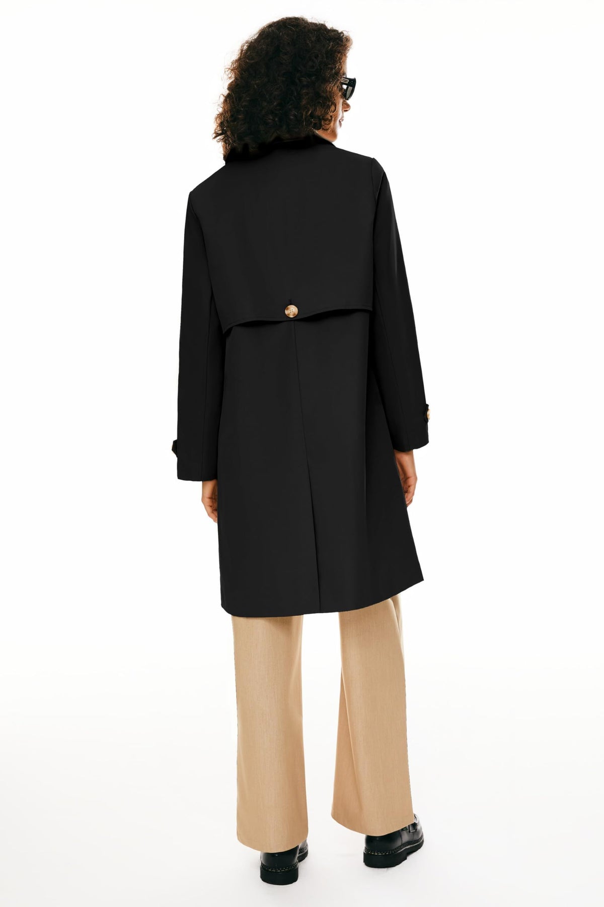Classic Single-Breasted Trench Coat for Daily, Office & Casual Occasions, S (Black)