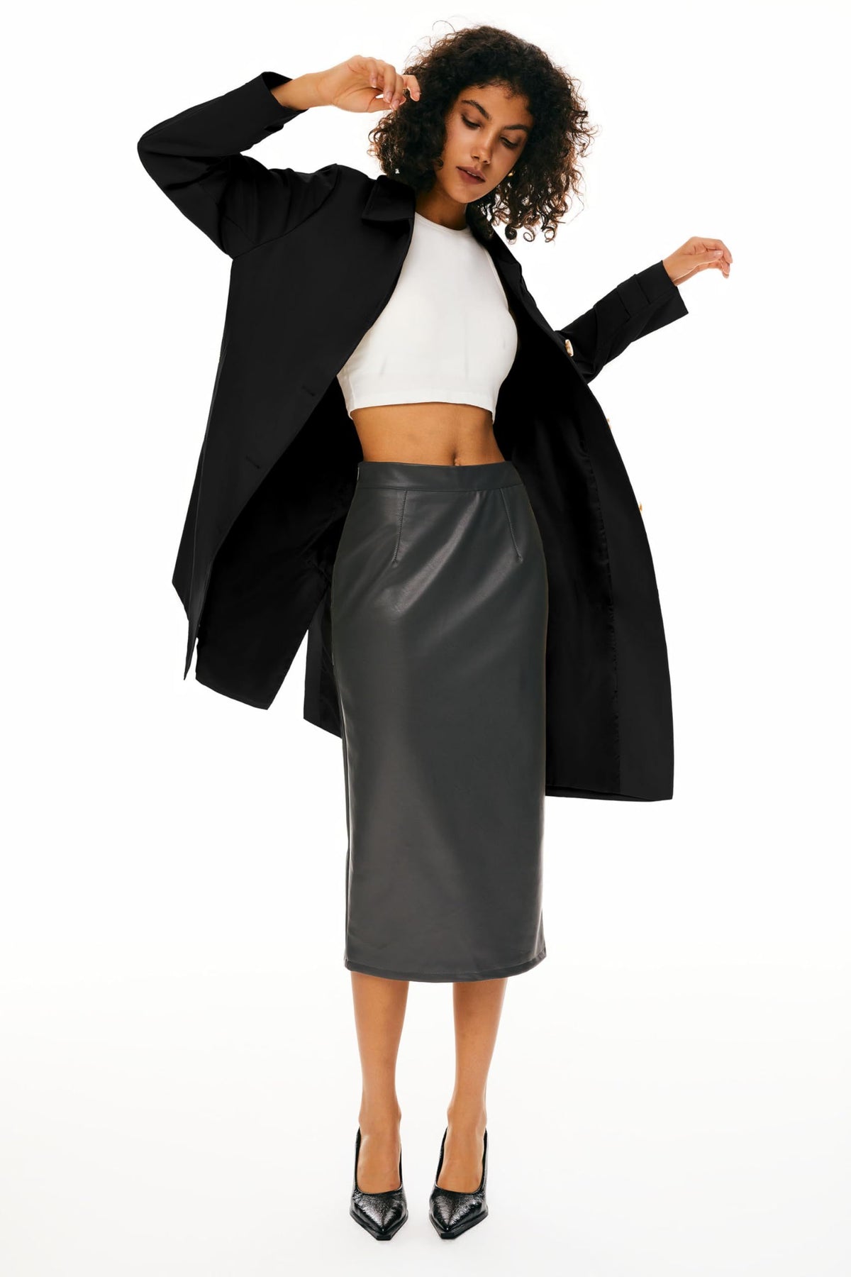 Classic Single-Breasted Trench Coat for Daily, Office & Casual Occasions, M (Black)
