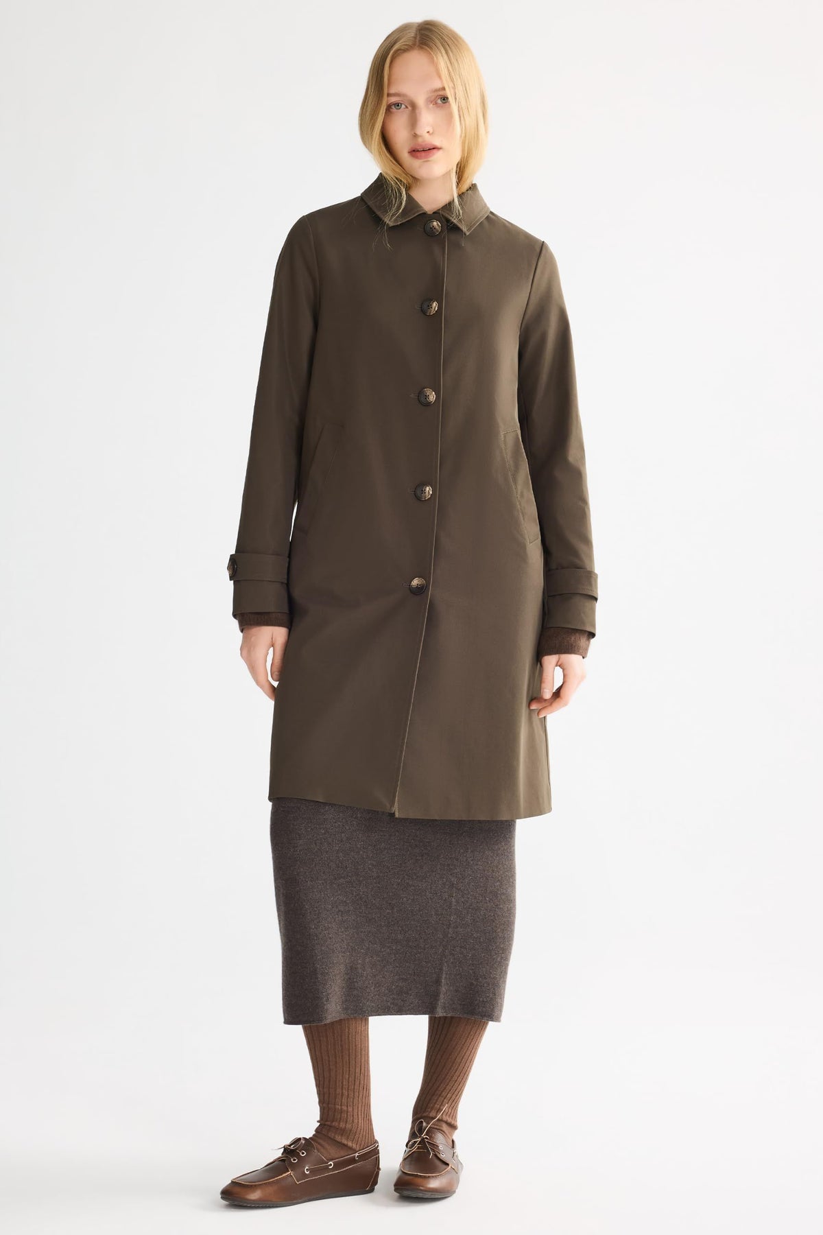 Women’s mid-length single-breasted trench coat perfect for office, weekend outings, and transitional seasons, L (dark brown)