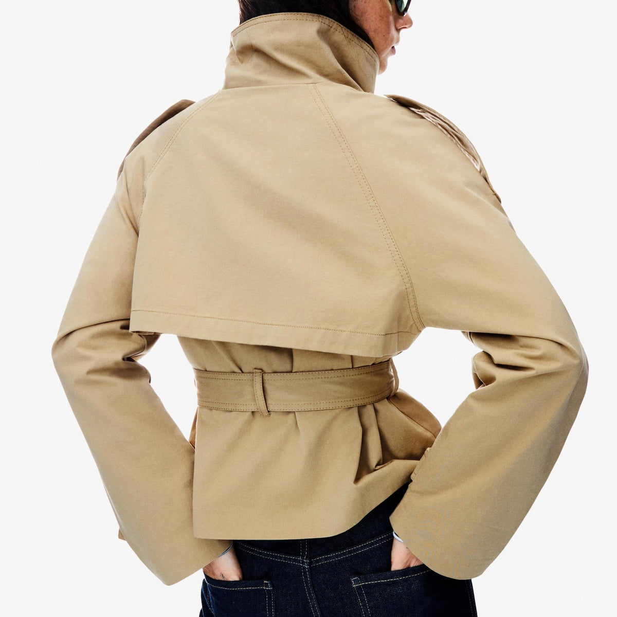 Women’s Short Trench Jacket for Fall Winter, Versatile Stylish Outerwear for Daily & Casual Wear, XS (khaki)