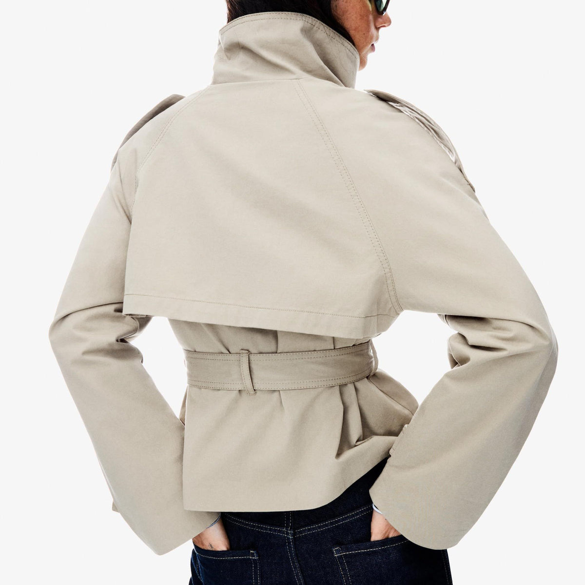 Women’s Short Trench Jacket – Versatile Layer for City Outings & Seasonal Dressing, XS (light beige)