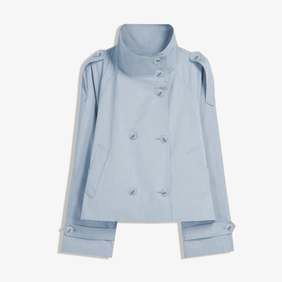 Women’s short trench coat, perfect for commuting, weekend getaways and autumn layering, XXL (Light Grey Blue)