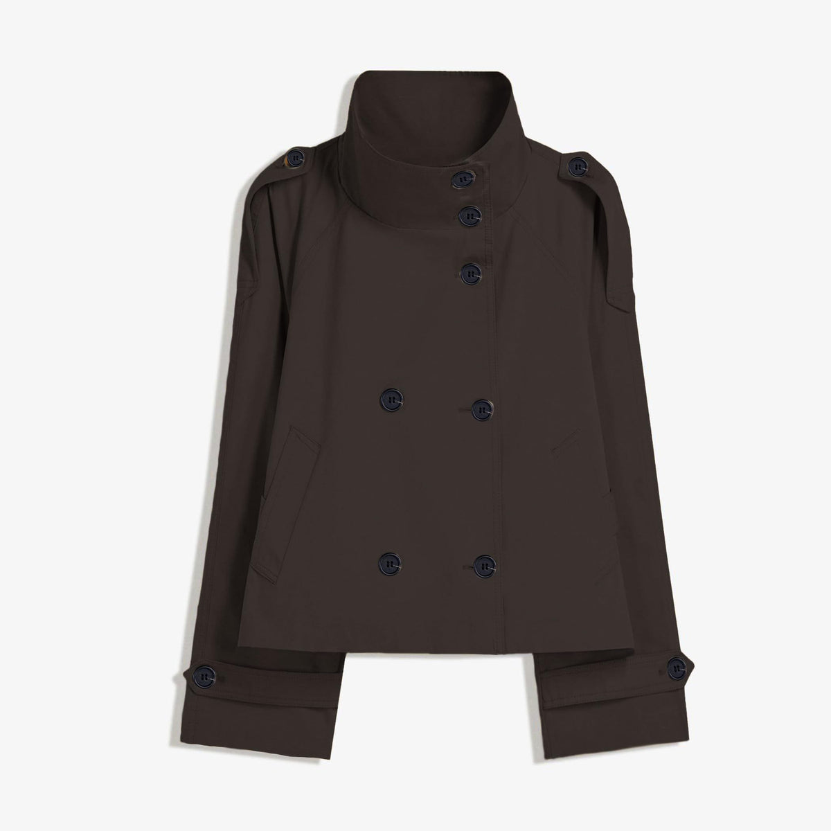 Women's short trench coat perfect for commutes, weekend getaways and layered fall outfits, S (Dark Brown)