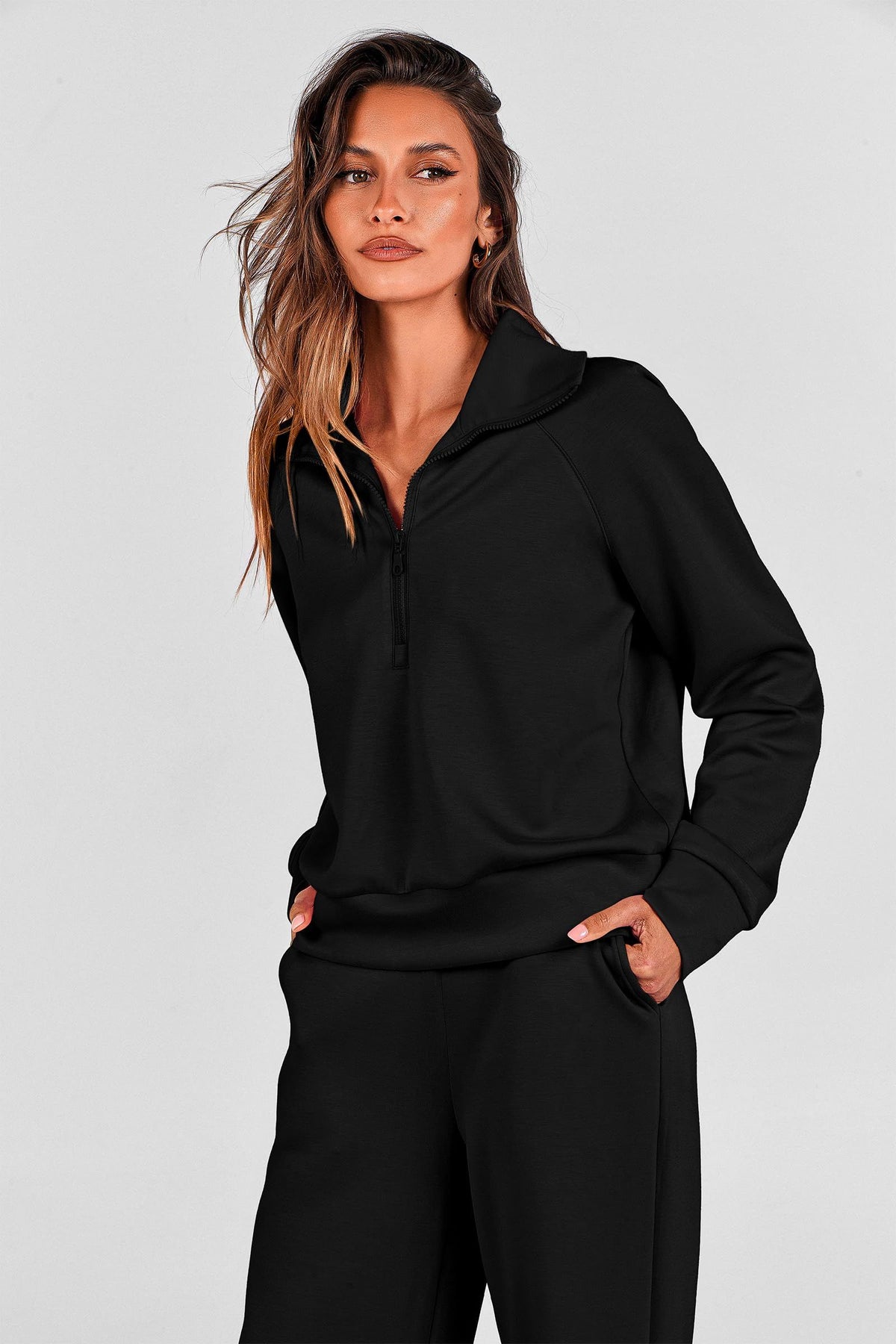 Women's 2-Piece Active Set for Casual Loungewear, Daily Errands, and Seasonal Comfy Style, XL (Black)