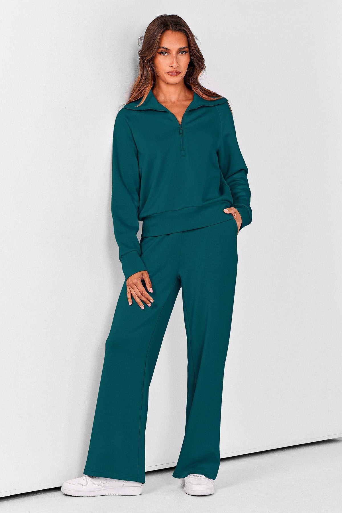 Women's 2-Piece Leisure Tracksuit, Ideal For Lounging, Errands & Casual Outings, S (Dark Teal)