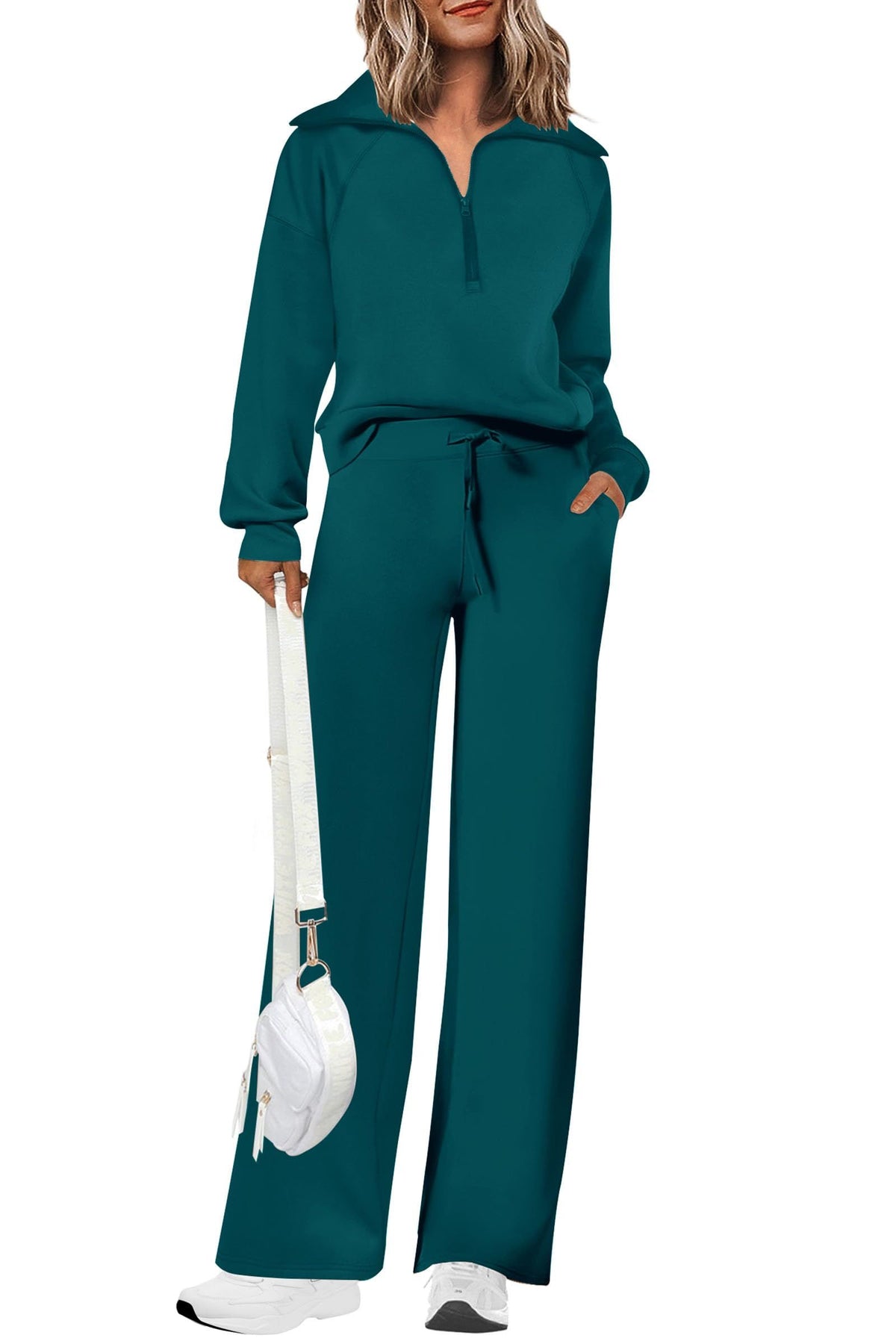 Women's 2-Piece Leisure Tracksuit, Ideal For Lounging, Errands & Casual Outings, XL (Dark Teal)