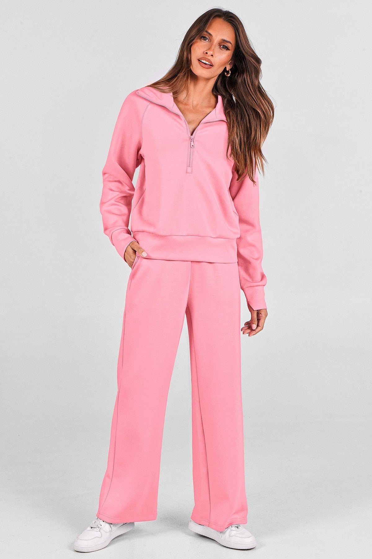 Women's 2-Piece Lounge Set for Casual, Work, and Daily Wear, XL (Pink)