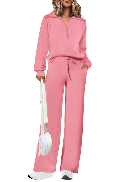Women's 2-Piece Lounge Set for Casual, Work, and Daily Wear, XXL (Pink)