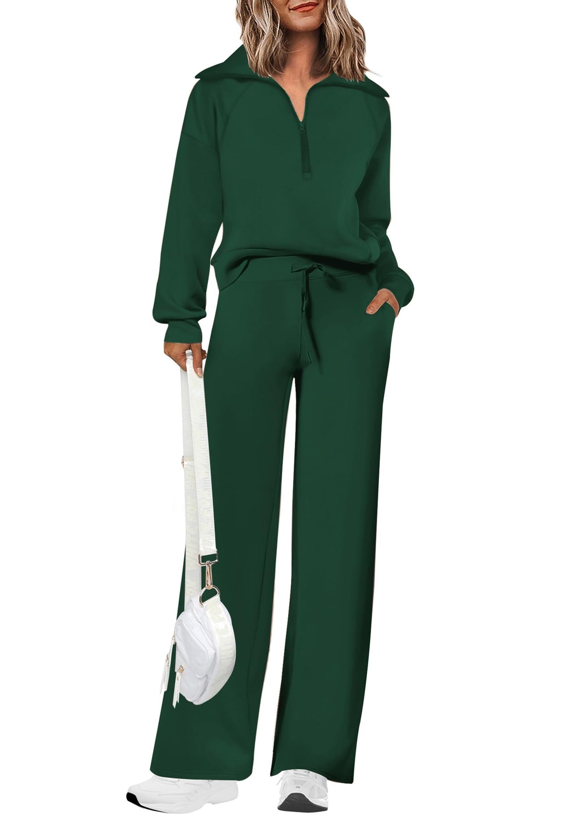 Women's 2-piece tracksuit set for casual outings, lounge days, and active routines, XXL (Dark Green)
