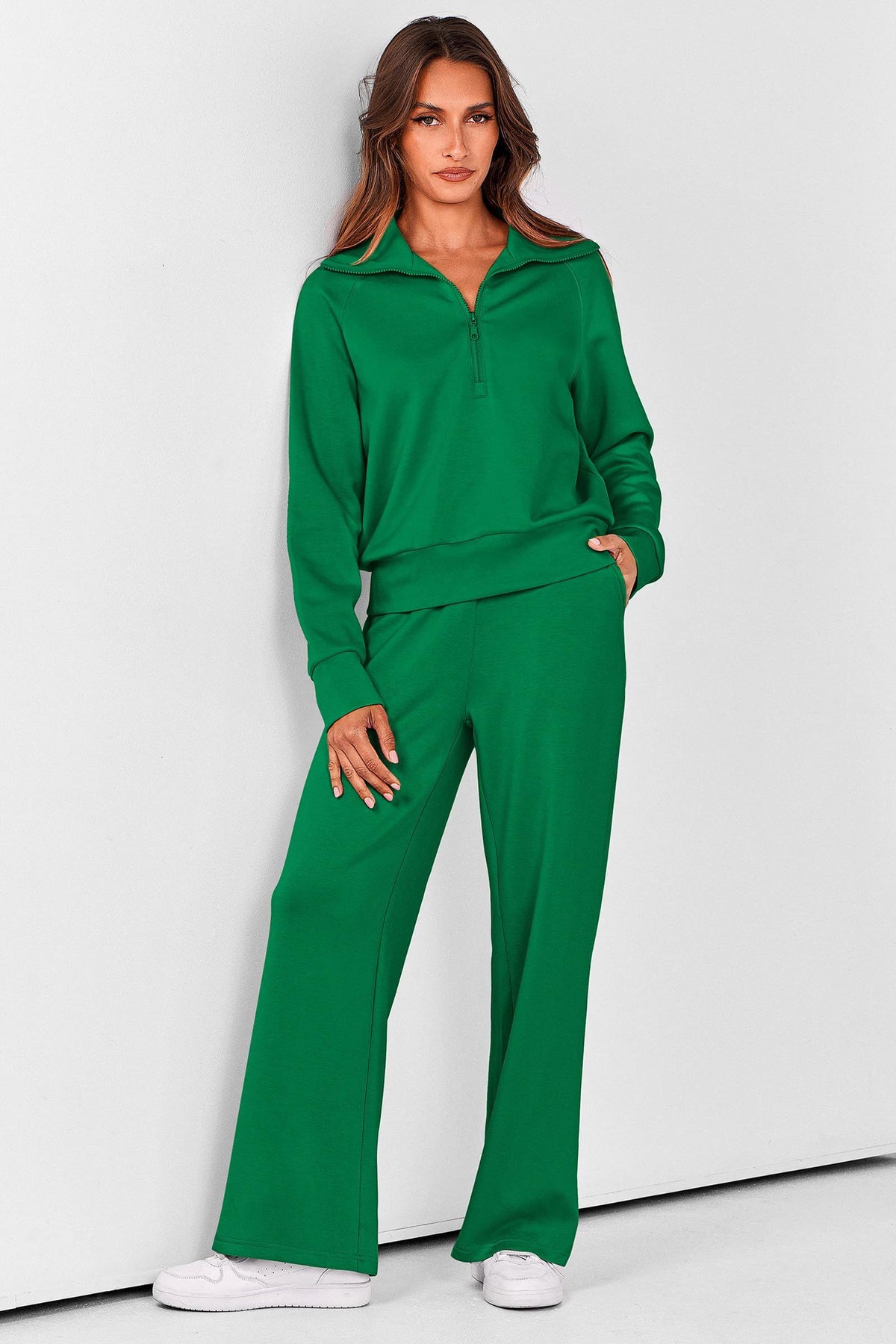 Women’s 2-Piece Casual Tracksuit – Perfect for Daily Errands, Lounging & Active Days, L (Green)