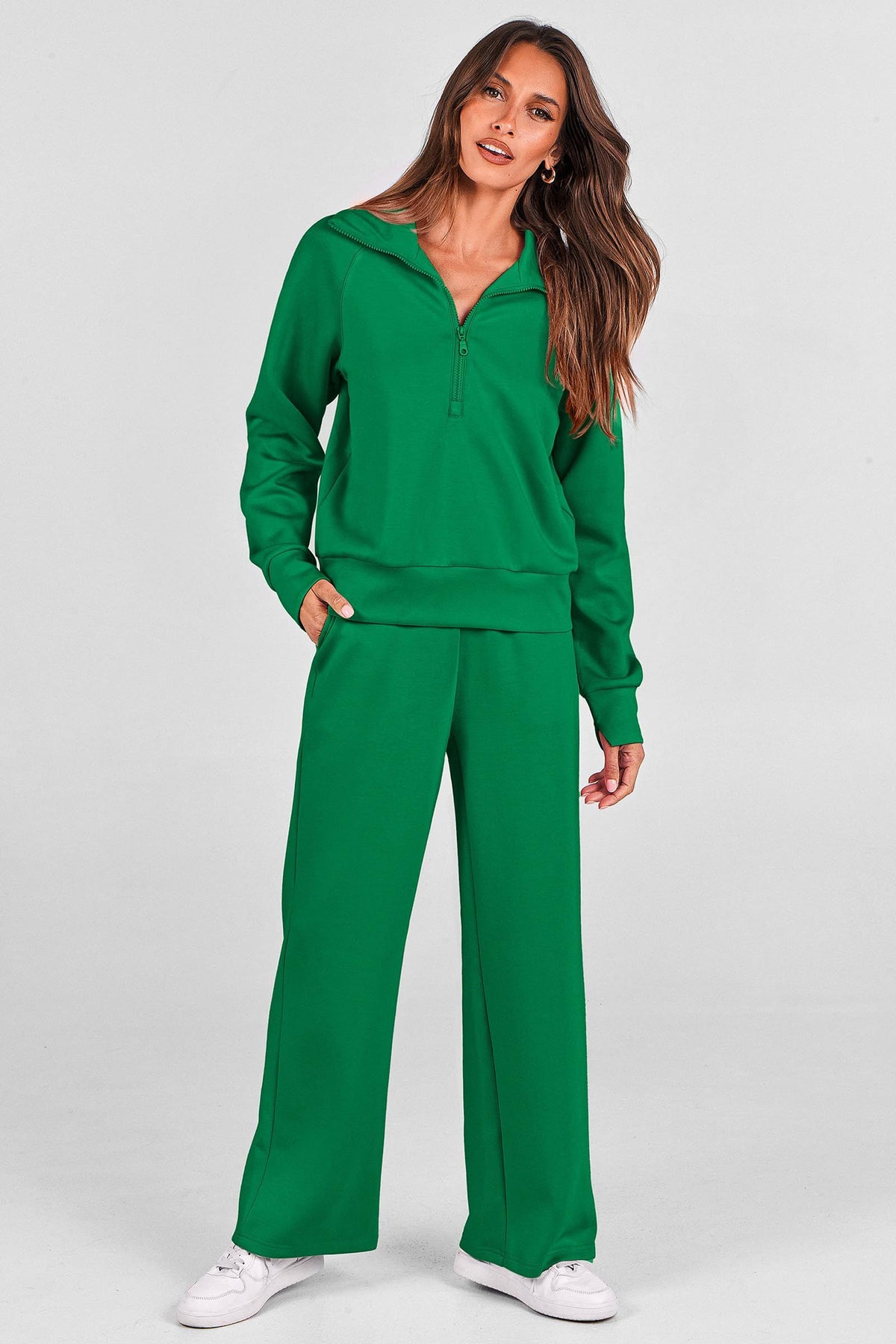 Women’s 2-Piece Casual Tracksuit – Perfect for Daily Errands, Lounging & Active Days, L (Green)