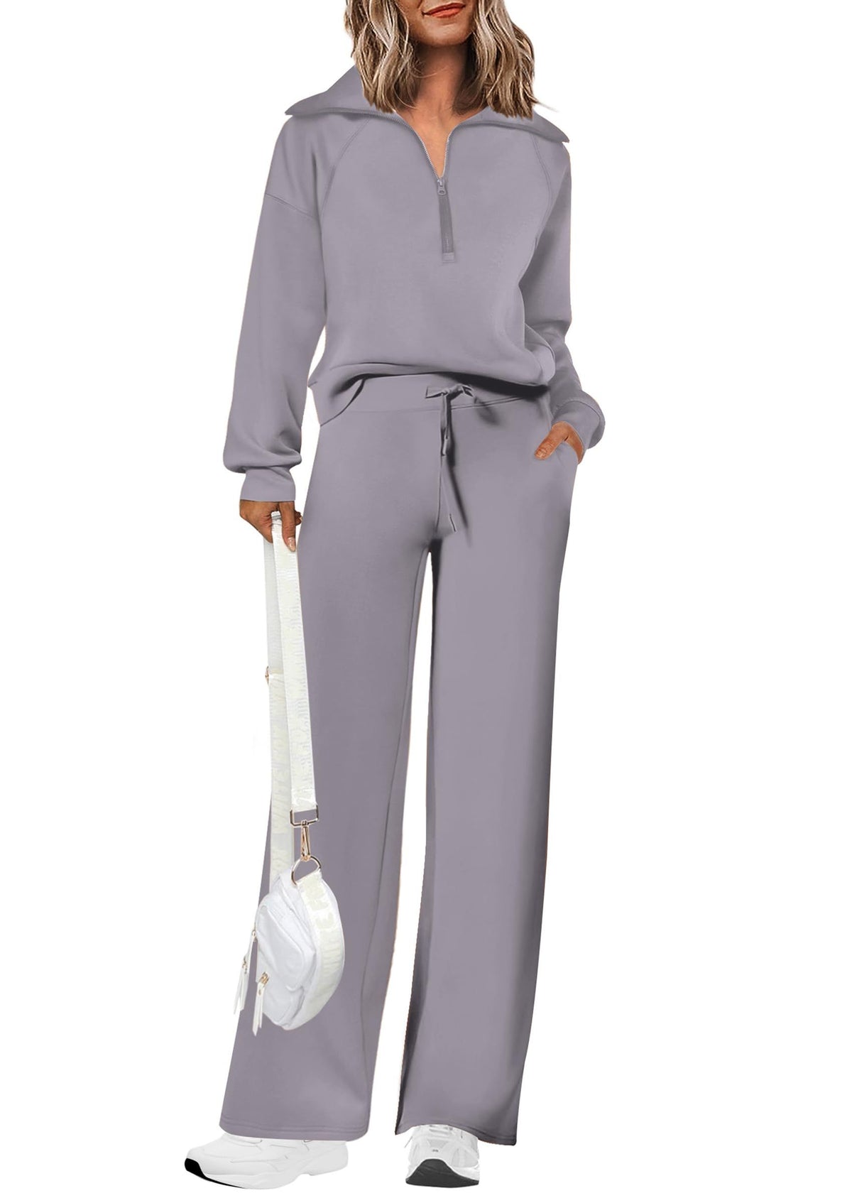 Women's 2-Piece Leisure Sweatsuit for Daily Wear, Lounging, Sports & Outdoor Activities, S (Gray)