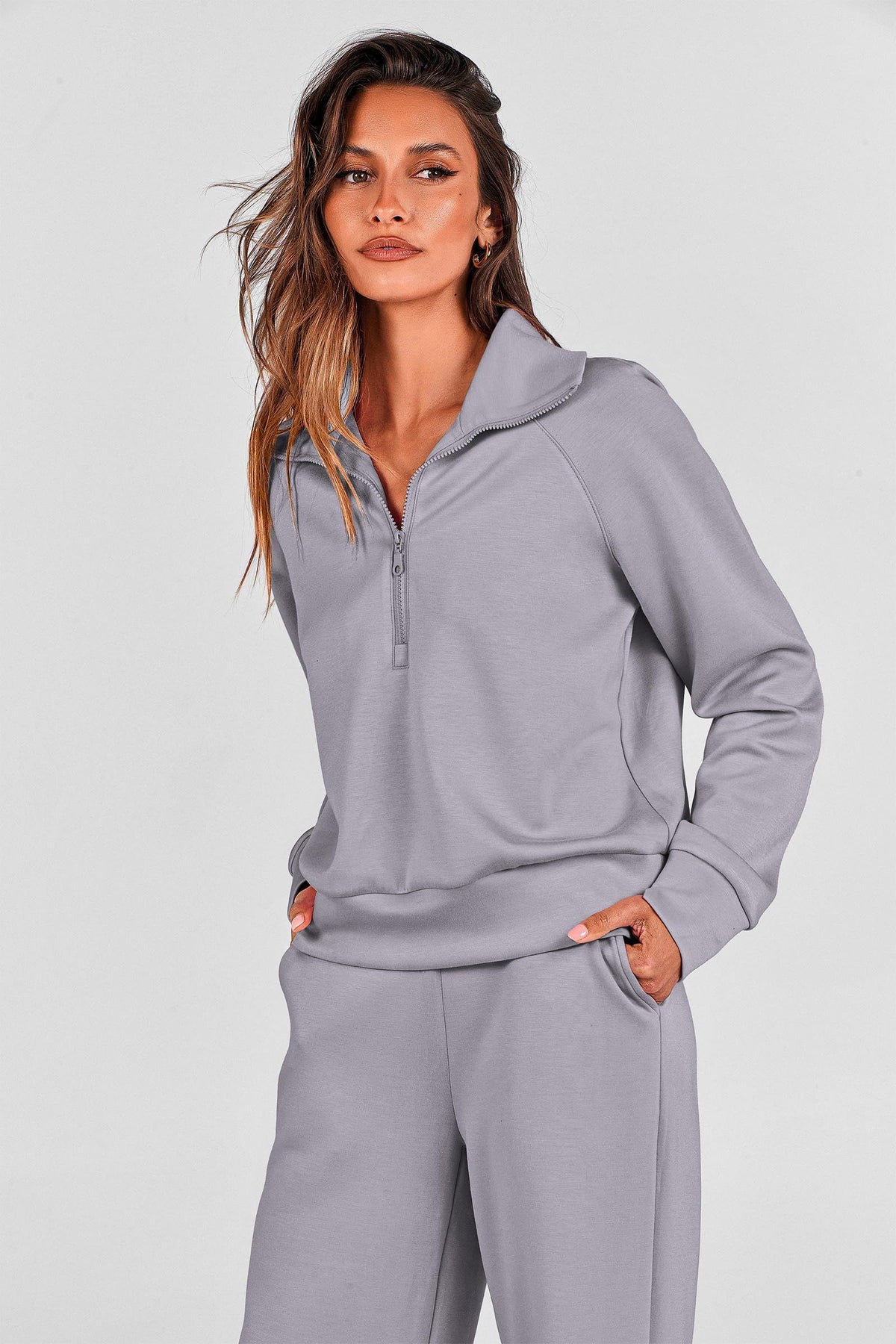 Women's 2-Piece Leisure Sweatsuit for Daily Wear, Lounging, Sports & Outdoor Activities, S (Gray)