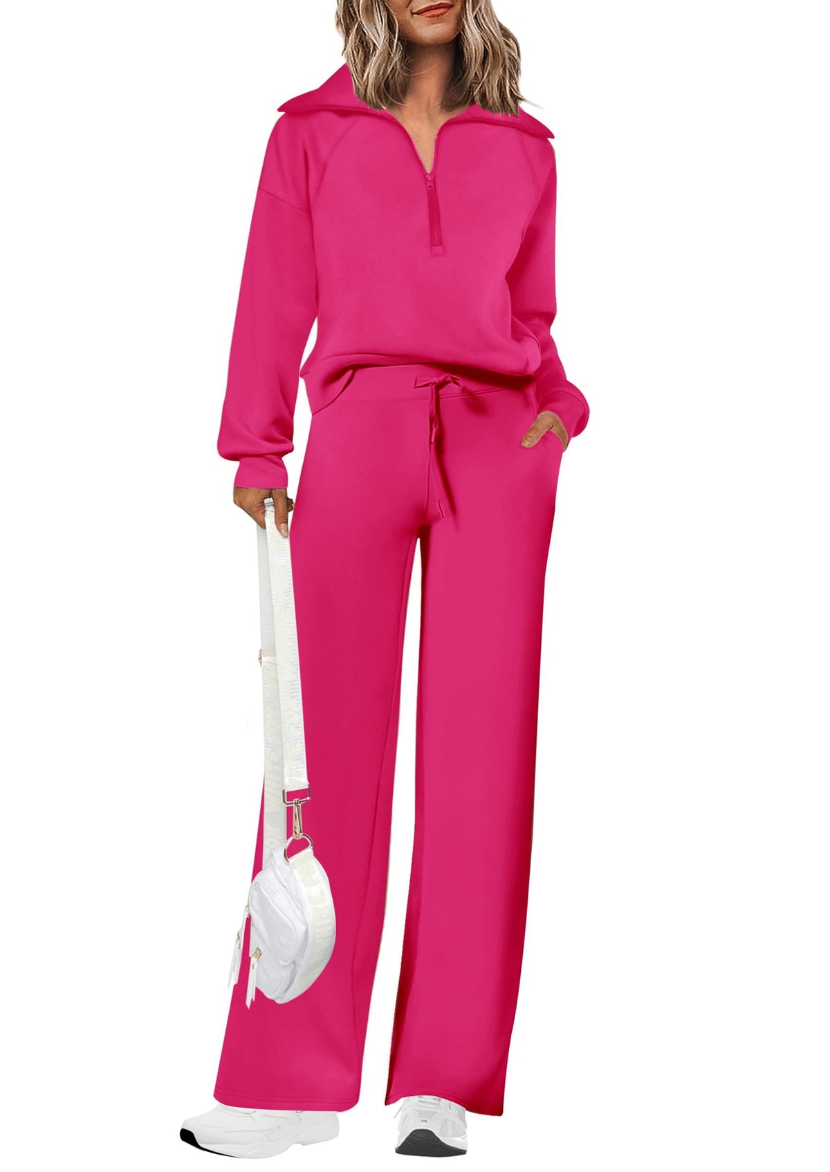 Women's 2-piece Loungewear Set for Daily, Casual, Home, Outdoor and Exercise Use, L (Rose Pink)