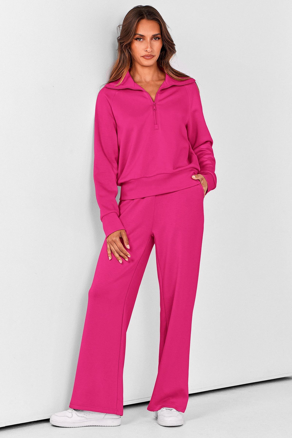 Women's 2-piece Loungewear Set for Daily, Casual, Home, Outdoor and Exercise Use, L (Rose Pink)