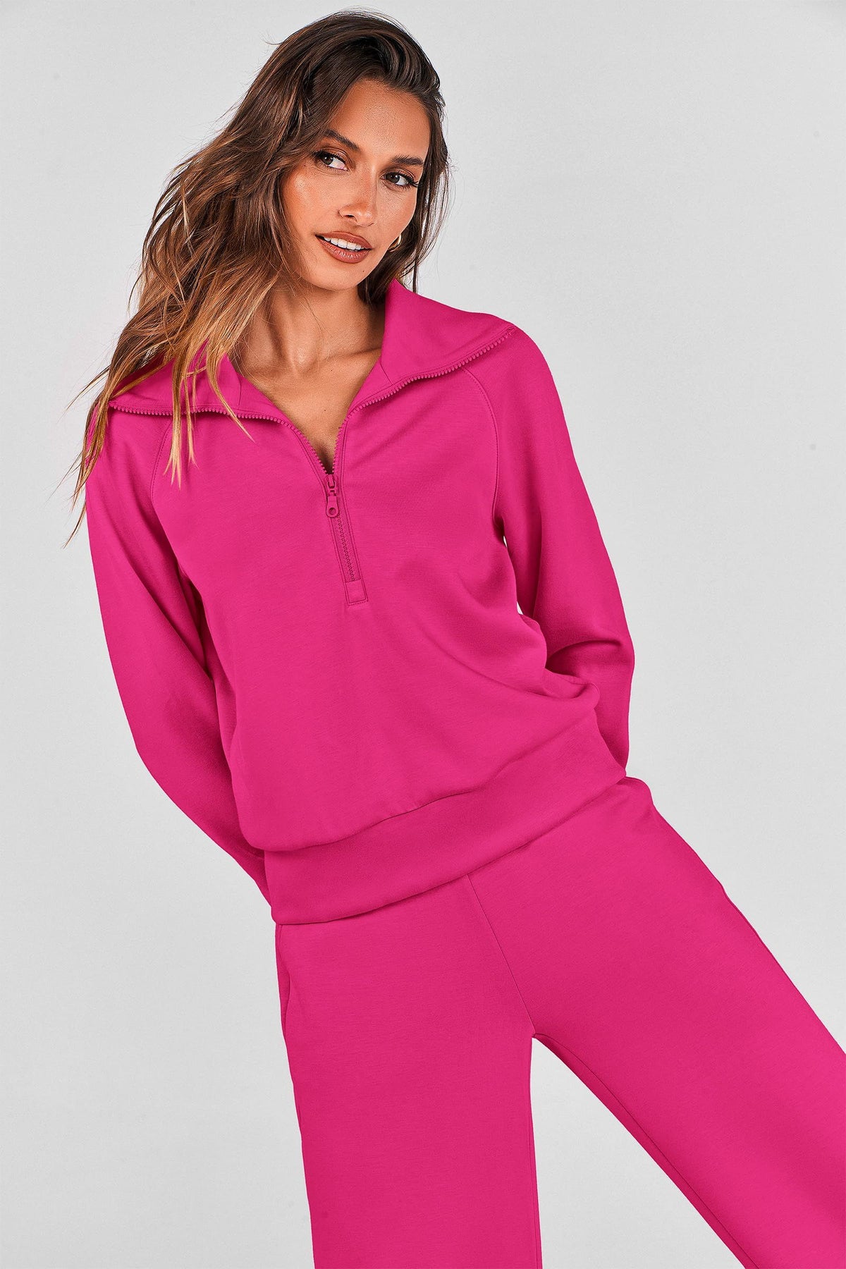 Women's 2-piece Loungewear Set for Daily, Casual, Home, Outdoor and Exercise Use, L (Rose Pink)