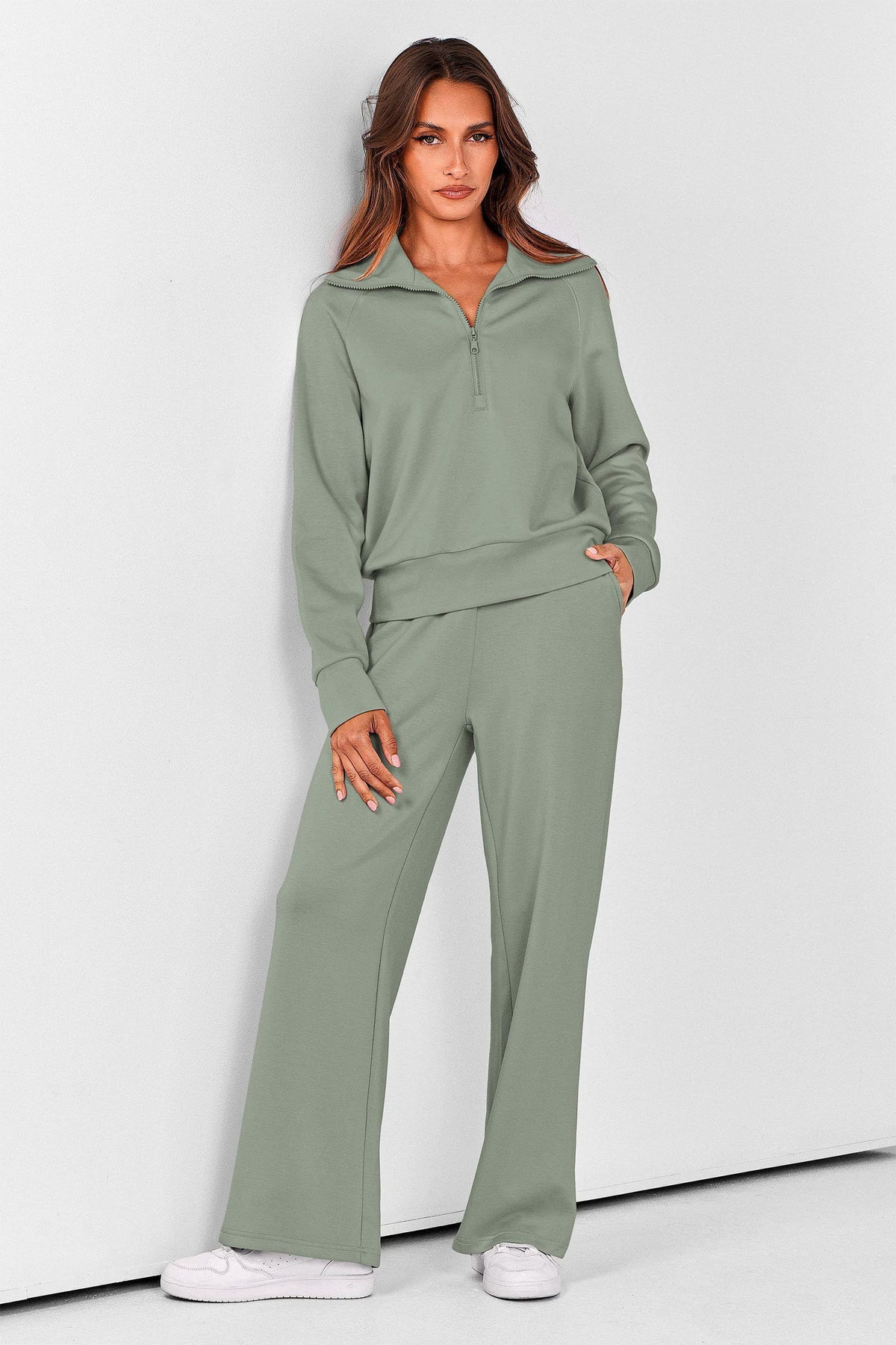 Women’s 2-Piece Lounge Set for Daily Errands, Gym Workouts & Relaxed At-Home Wear, XL (Sage Green)