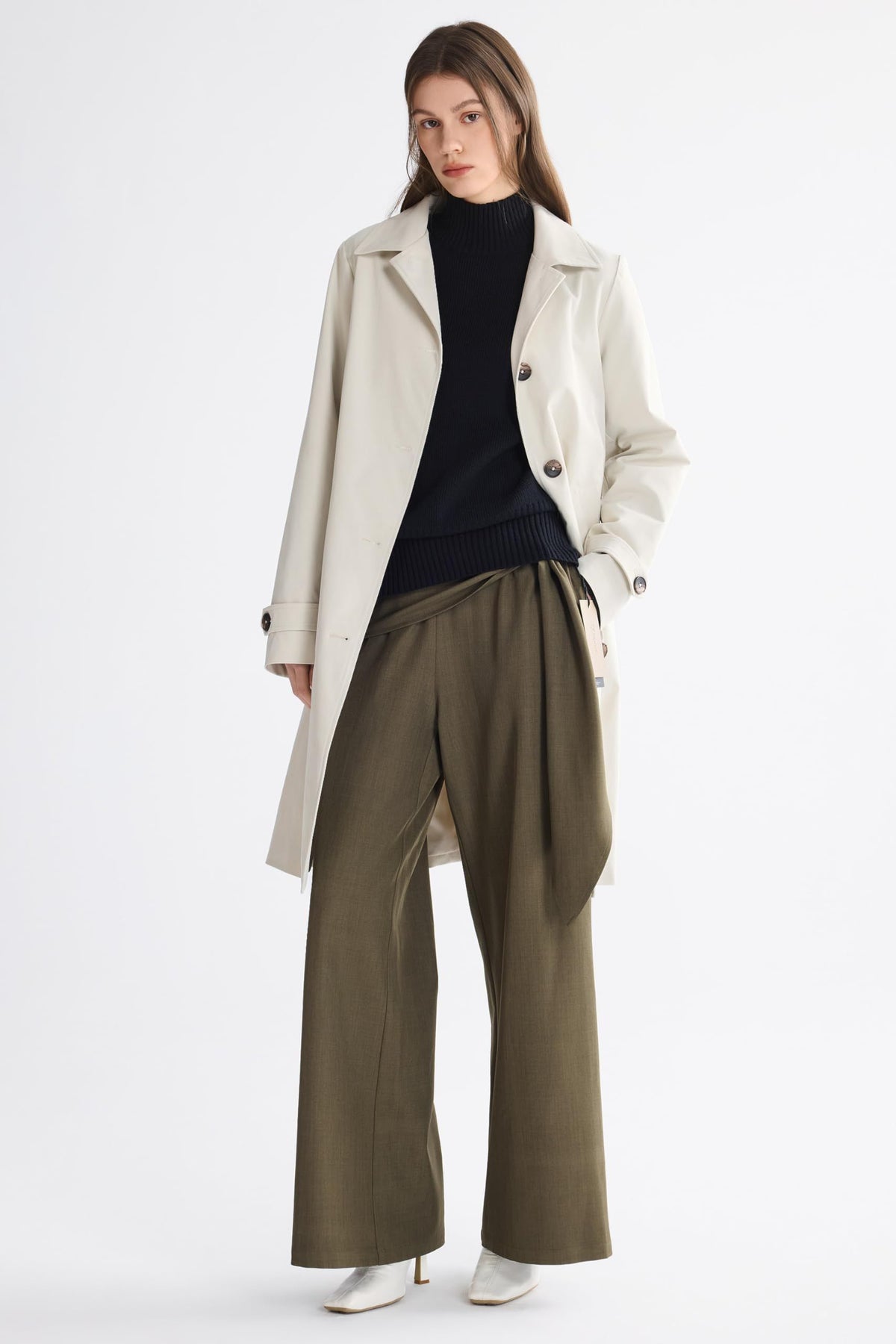 Timeless Single-Breasted Trench Coat for Office, Casual Outings & Cool Season Wear, M (light beige)