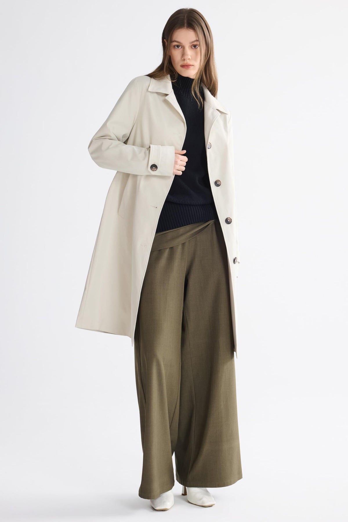 Timeless Single-Breasted Trench Coat for Office, Casual Outings & Cool Season Wear, XL (light beige)