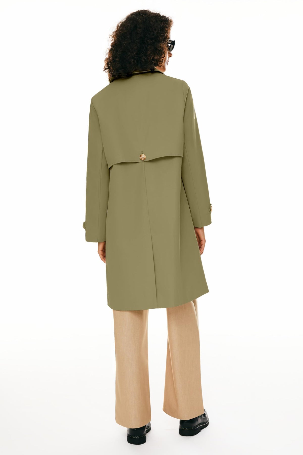 Women’s Mid-Length Single-Breasted Trench Coat for Office, Weekend & Transitional Seasons, M (khaki green)