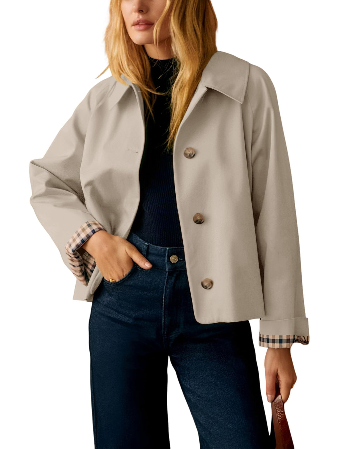 Versatile Women’s Trench Jacket for Daily Wear, Office, Travel & Seasonal Layering, M (Light Beige)