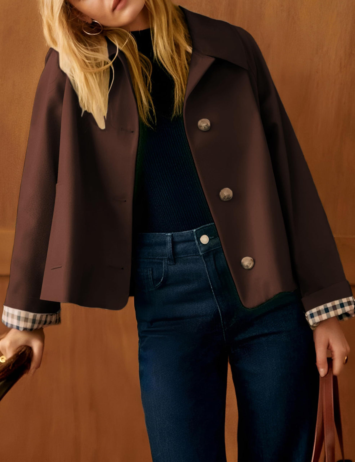 Versatile Cropped Jacket for Daily Wear, Office, Travel & Casual Outings, XS (Dark Brown)