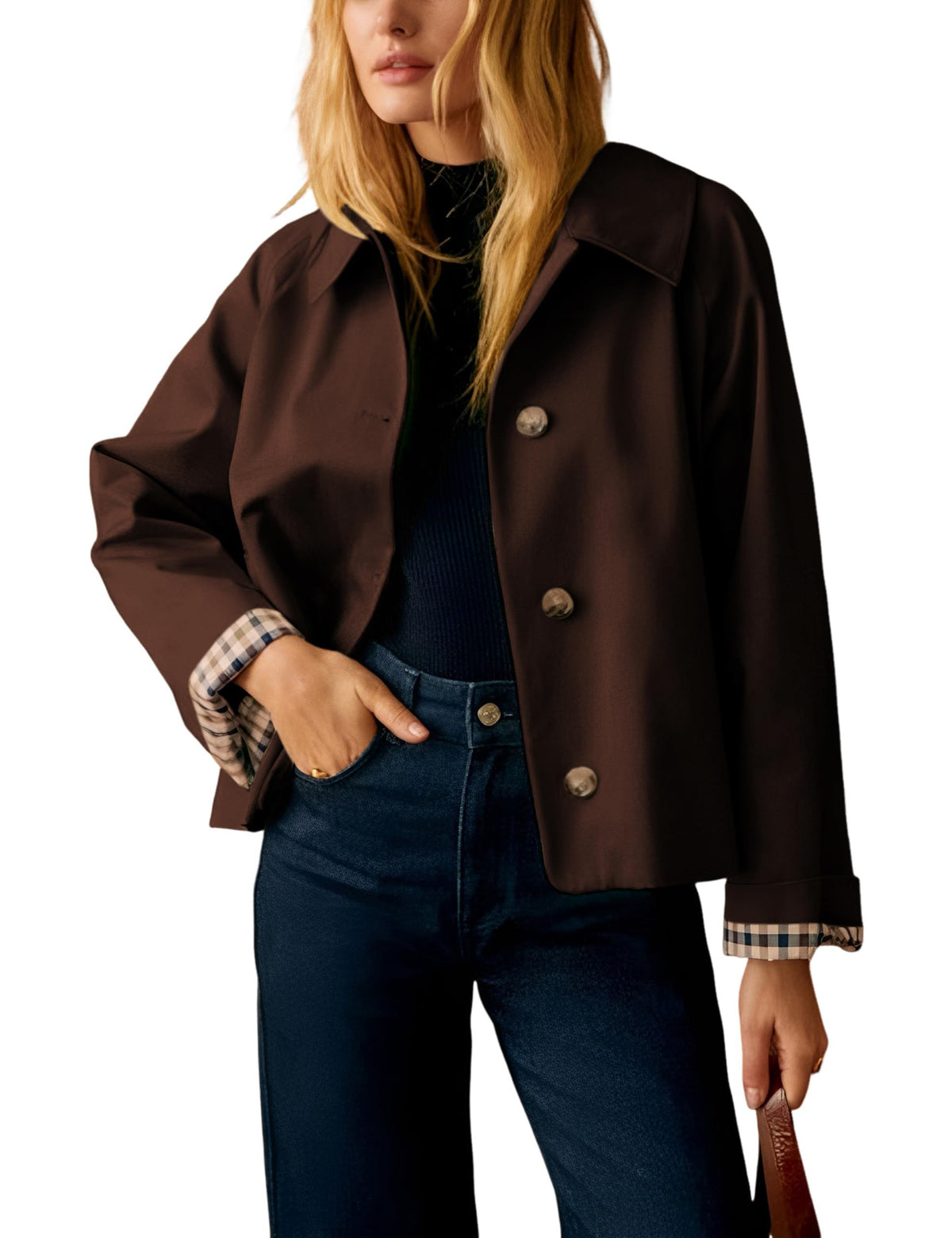 Versatile Cropped Jacket for Daily Wear, Office, Travel & Casual Outings, XXL (Dark Brown)
