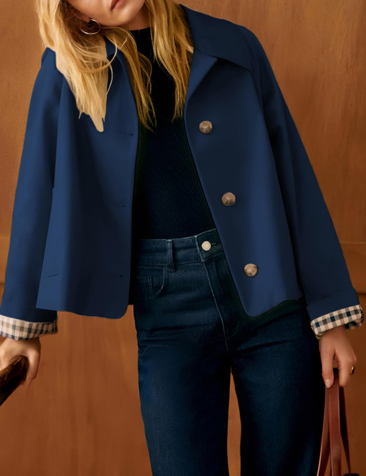 Versatile Cropped Jacket for Daily, Office, Travel and Casual Occasions, S (dark navy)
