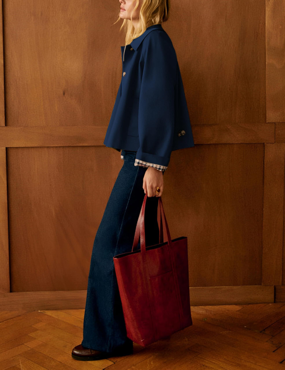 Versatile Cropped Jacket for Daily, Office, Travel and Casual Occasions, M (dark navy)