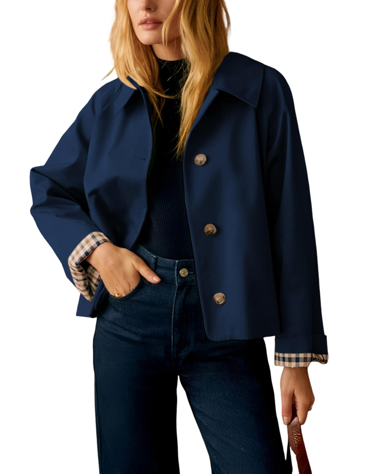 Versatile Cropped Jacket for Daily, Office, Travel and Casual Occasions, L (dark navy)