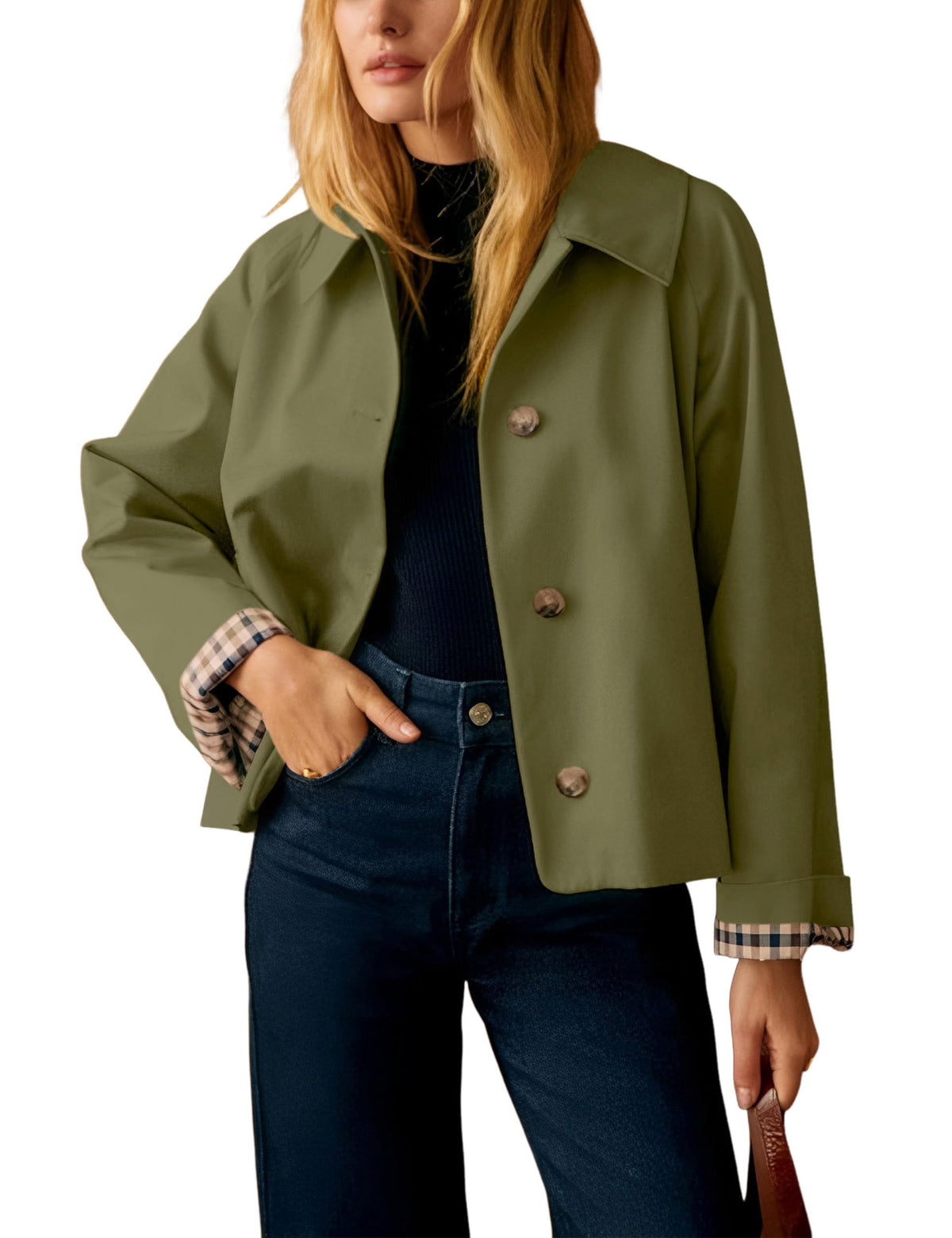 Women’s Casual Trench Jacket for Work, Travel, Seasonal Transition & Daily Wear, M (khaki)
