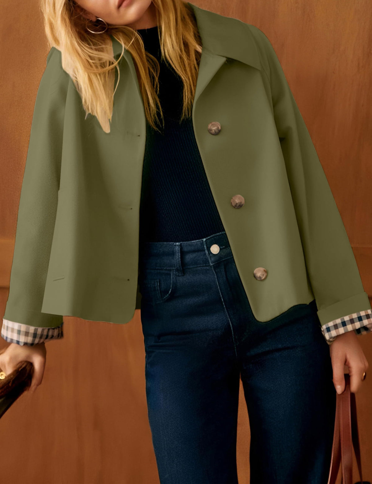 Women’s Casual Trench Jacket for Work, Travel, Seasonal Transition & Daily Wear, M (khaki)