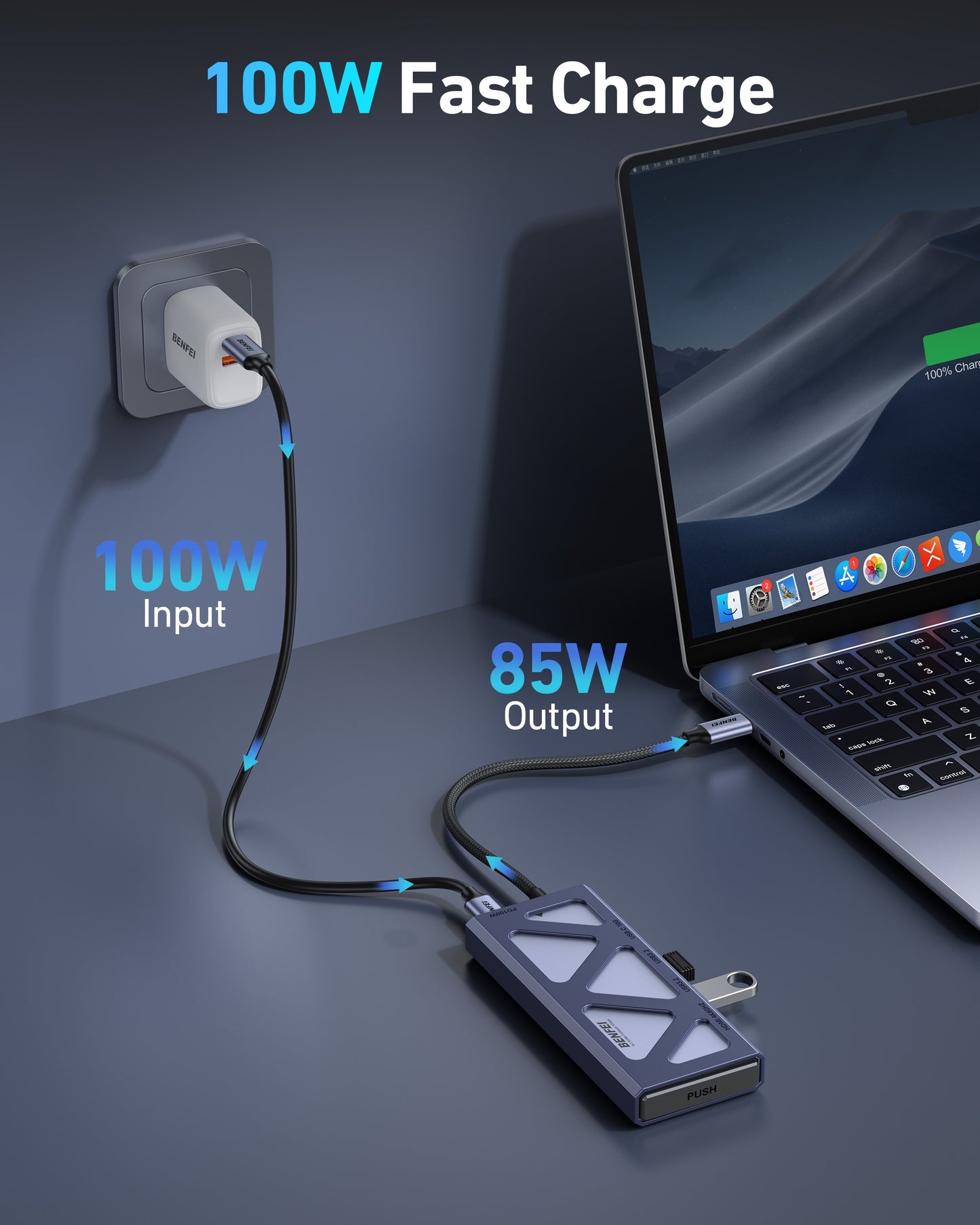 BENFEI 000389GY M.2 NVMe Enclosure with USB-C Hub