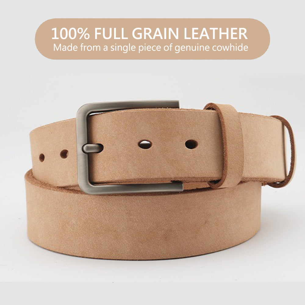 Men's Genuine Leather Belt Full Grain Cowhide Belt with Detachable Buckle (110cm)
