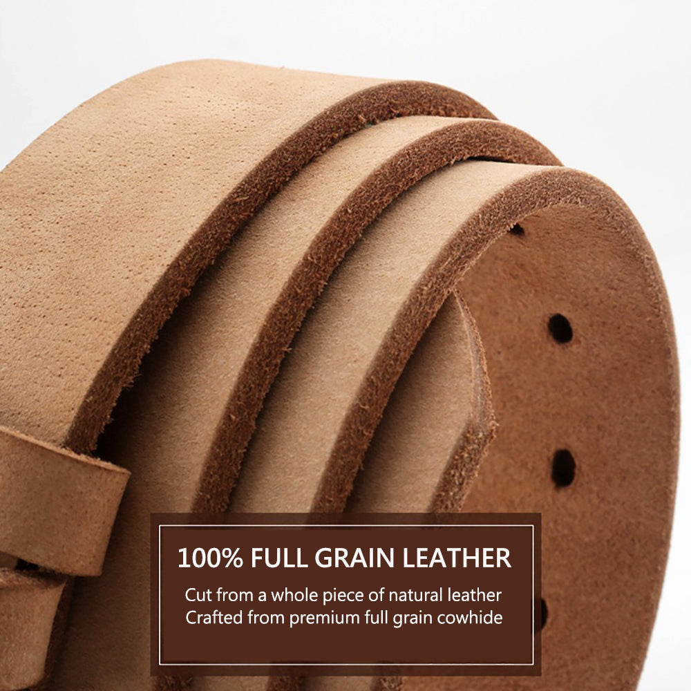 Men's Genuine Leather Belt Full Grain Cowhide Belt with Detachable Buckle (120cm)
