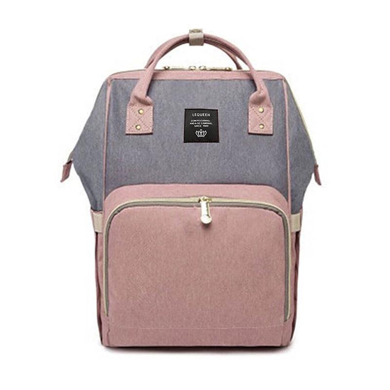 Luxury Multifunctional Diaper Nappy Backpack Maternity Mummy Changing Bag - Pink Gray