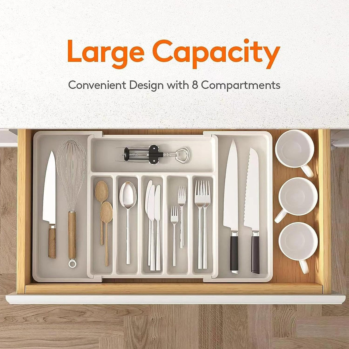 Portable Tableware Storage Box Telescopic Household Storage Tray Organizer