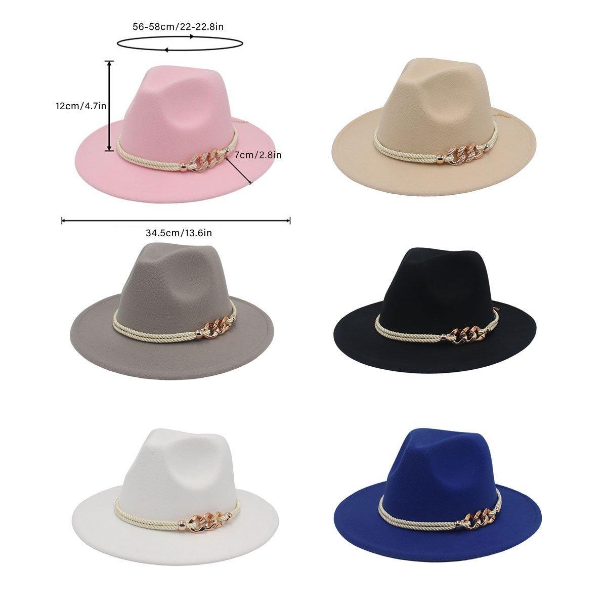 Jazz Hat Autumn Winter Retro Large Brim Hat for Men and Women Stylish Headwear - Beige