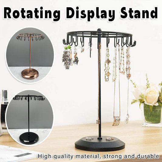 Iron Jewellery Rack Rotating Necklace Display Stand Jewellery Organiser Storage - Bronze