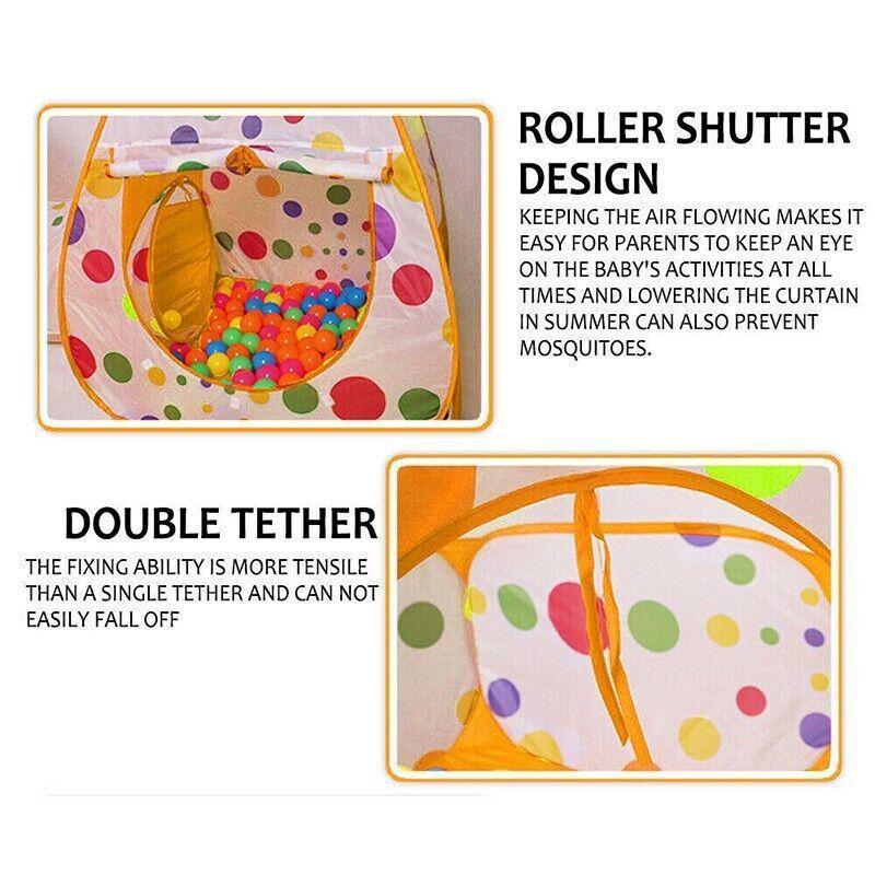 3 in 1 Play Tent Set with Tunnel and Ball Pit for Indoor and Outdoor Fun - Yellow Tent