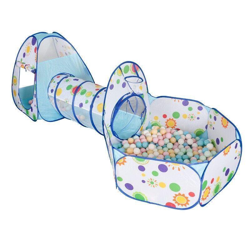 3 in 1 Play Tent Set with Tunnel and Ball Pit for Indoor and Outdoor Fun - Yellow Tent