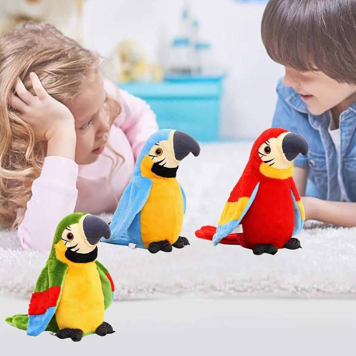 Interactive Talking Electric Plush Parrot for Early Learning and Entertainment - Blue