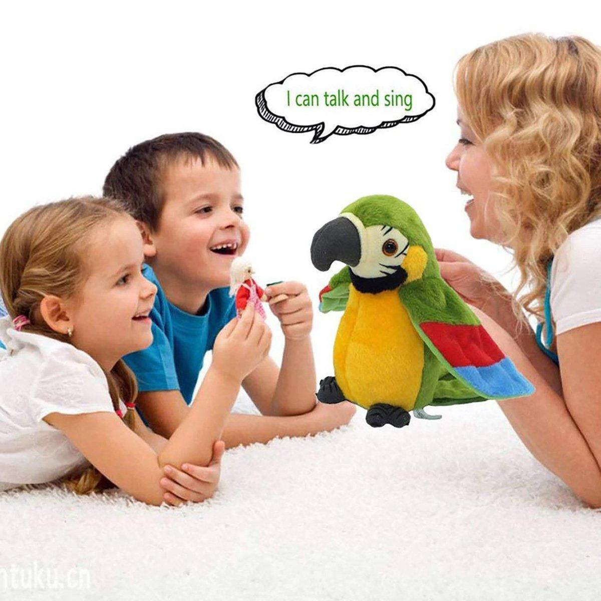 Interactive Talking Electric Plush Parrot for Early Learning and Entertainment - Red