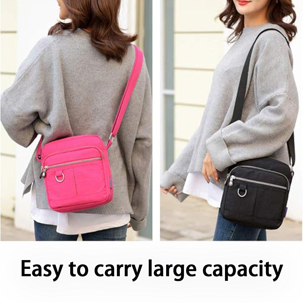 Ladies Shoulder Bag Nylon Fabric Lightweight Crossbody Small Casual Handbag - Dark Blue