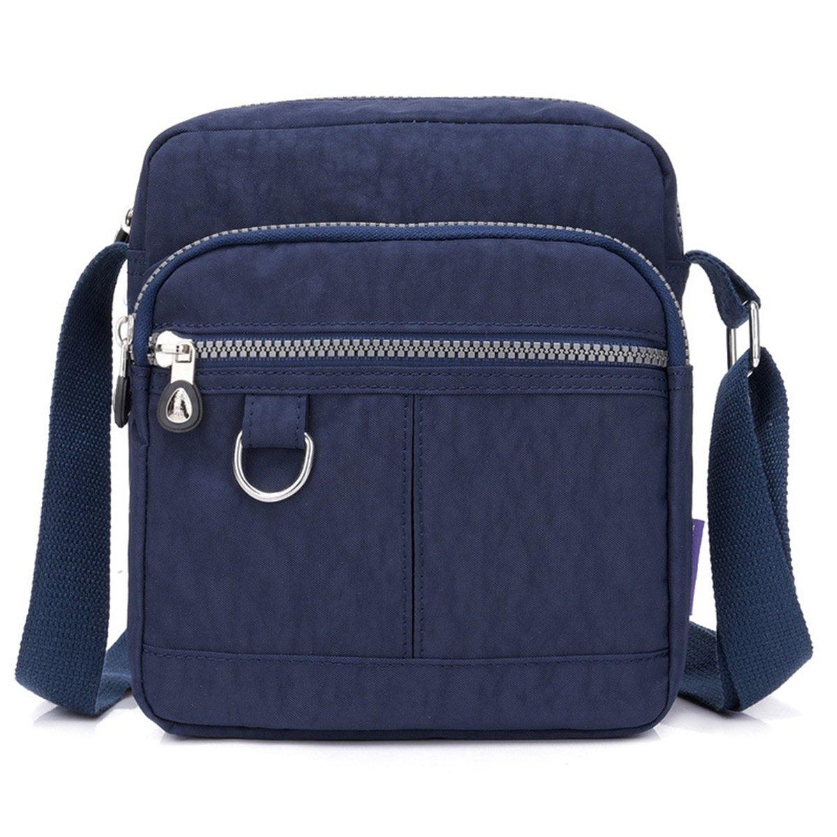 Ladies Shoulder Bag Nylon Fabric Lightweight Crossbody Small Casual Handbag - Dark Blue