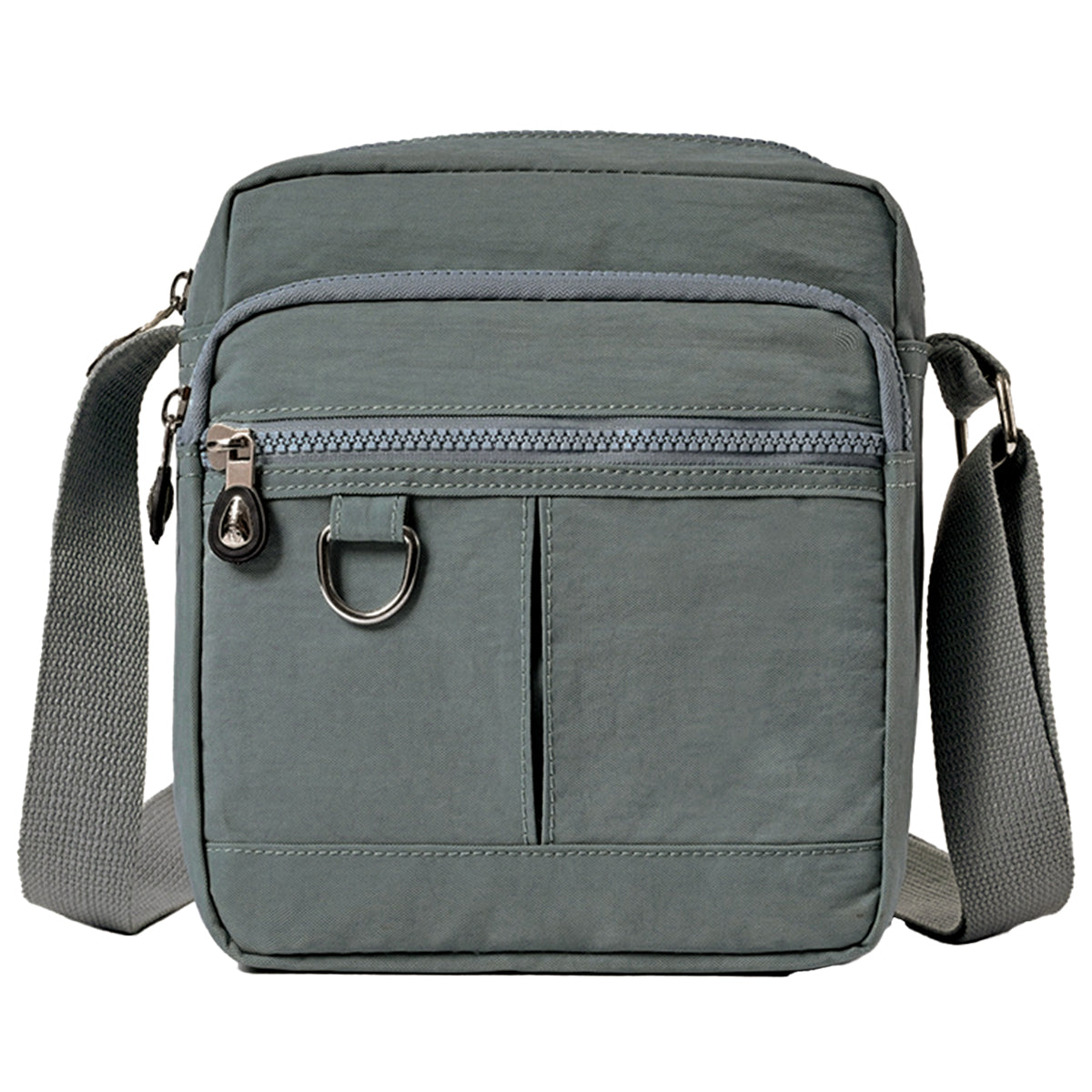 Ladies Shoulder Bag Nylon Fabric Lightweight Crossbody Small Casual Handbag - Grey