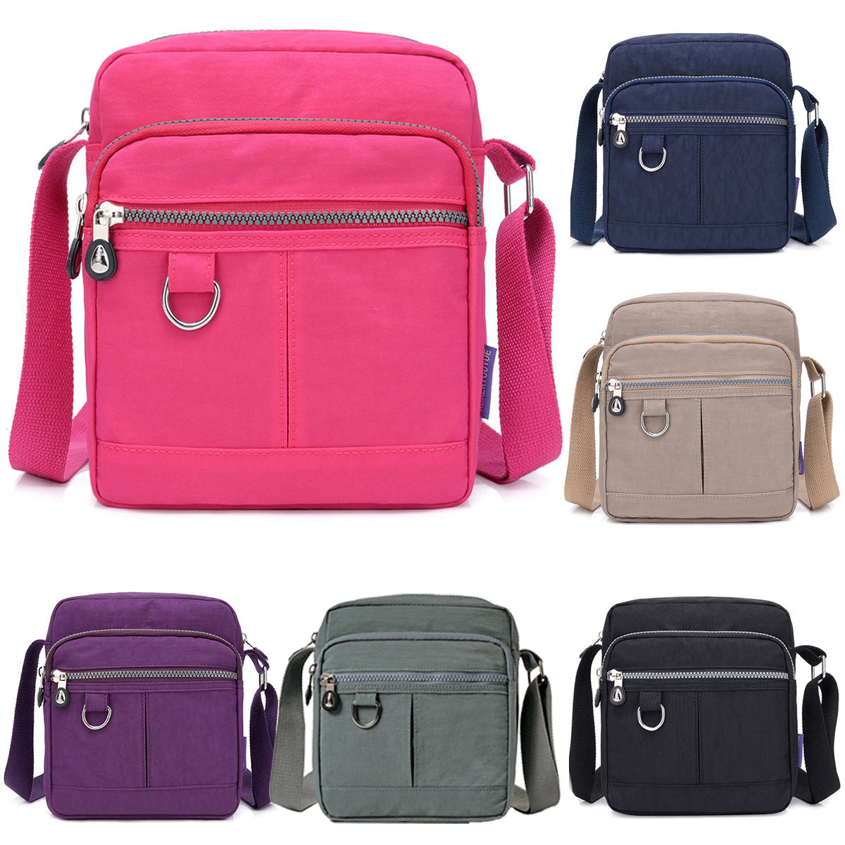 Ladies Shoulder Bag Nylon Fabric Lightweight Crossbody Small Casual Handbag - Purple