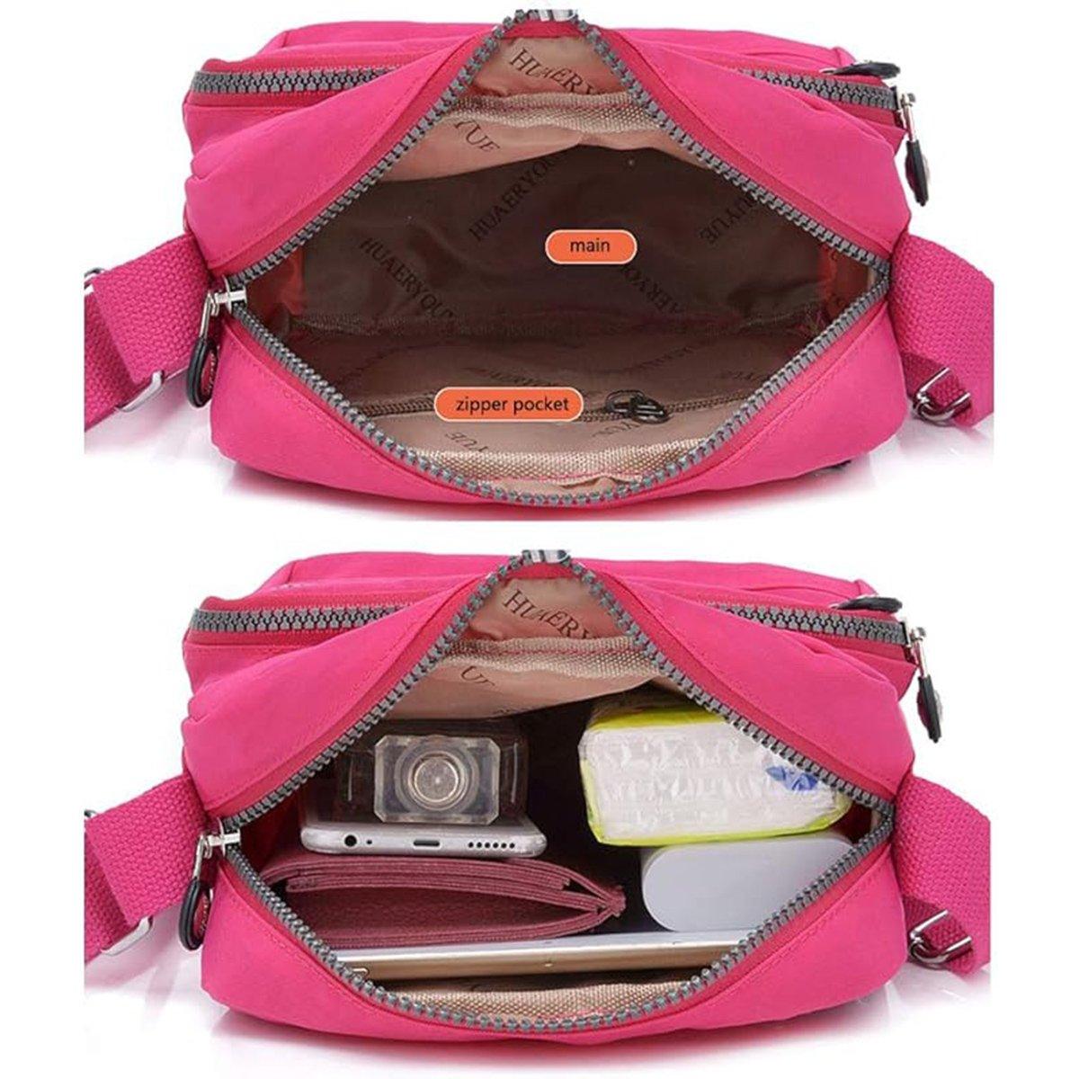 Ladies Shoulder Bag Nylon Fabric Lightweight Crossbody Small Casual Handbag - Purple